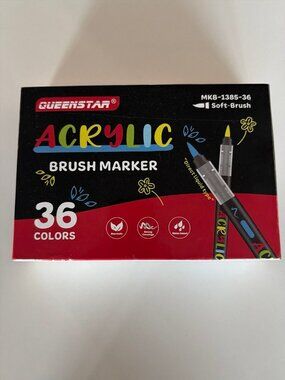 Queenstar MKB-1385-36 Soft-Brush Acrylic Markers